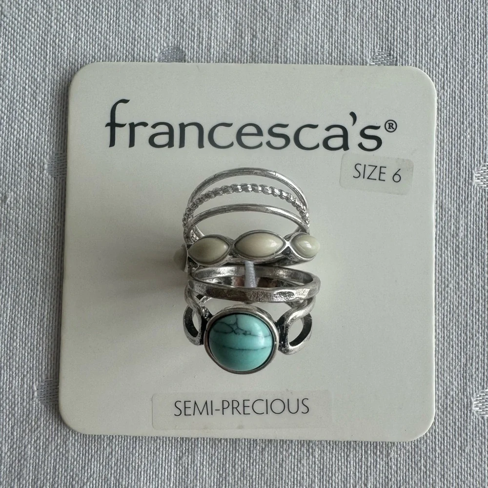 NWT Francesca’s Andrea Amazonite Ring Set Size 6